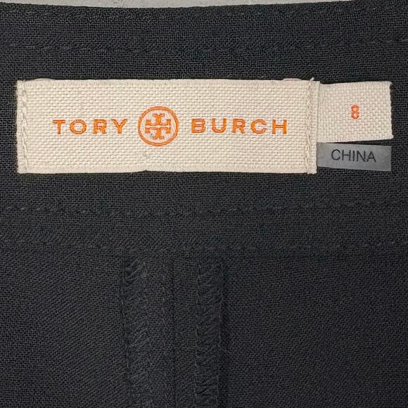Tory Burch Womens Azalea Slim Pants Wool Blend Side Zip Gold Logo Medallion 8 - Picture 3 of 8